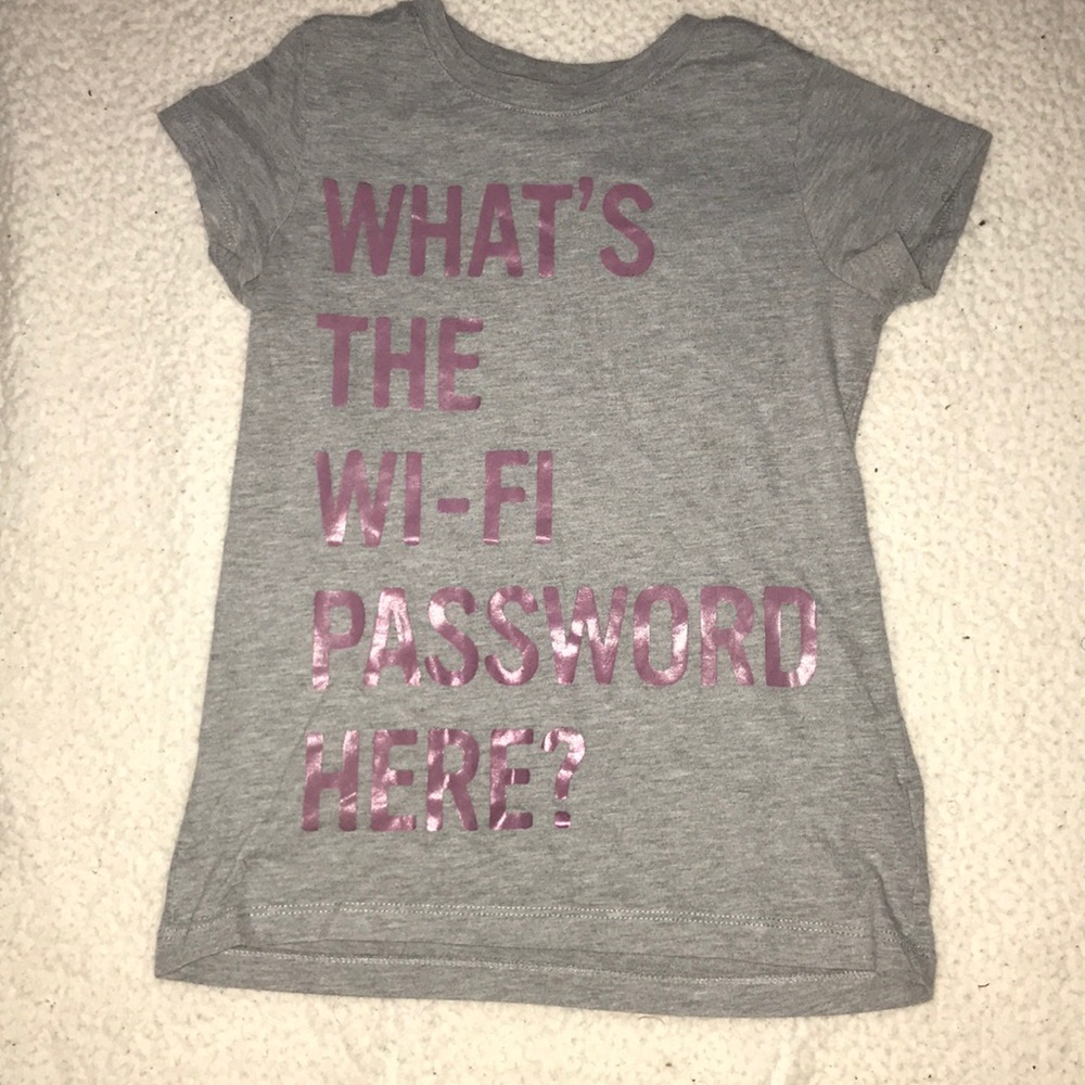 Gray shirt with words